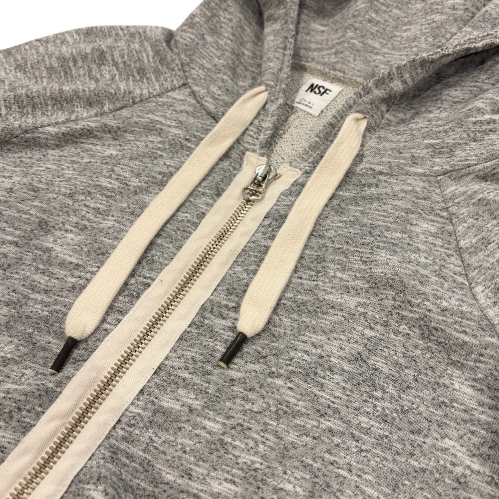 NSF Heather Gray Zip Hoodie Petite Small Made USA Minimalist Luxe Athleisure - Picture 7 of 10